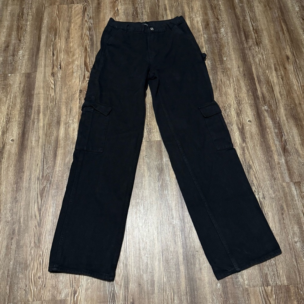 Playboy by Pacsun Cargo Jeans Women's 25 Black Bunny Utility High Rise Denim
